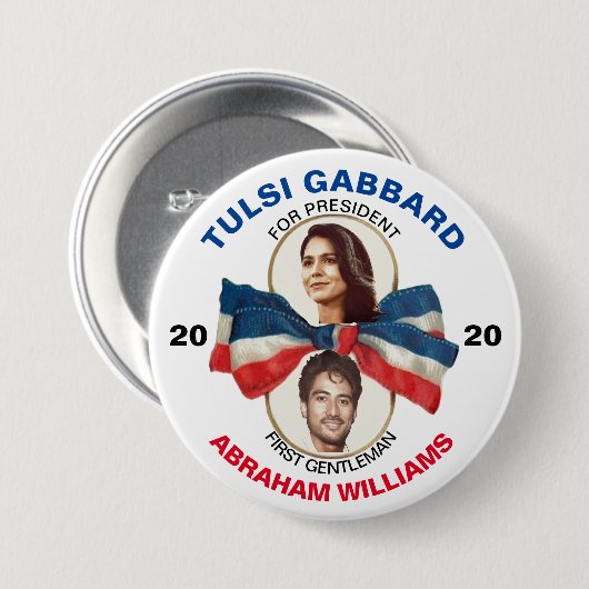 Badge Rond 7,6 Cm Tulsi Gabbard et Abraham Williams 2020 (Devant & derrière)