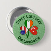 Badge Rond 7,6 Cm Turc irlandais Shamrock des drapeaux américains pe (Devant & derrière)