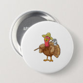 Badge Rond 7,6 Cm Turkey as Farmer (Devant & derrière)