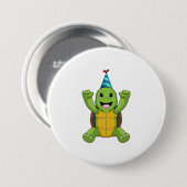 Badge Rond 7,6 Cm Turtle at Birthday (Devant & derrière)