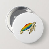 Badge Rond 7,6 Cm Turtle Rainbow (Devant & derrière)