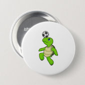 Badge Rond 7,6 Cm Turtle Soccer joueur (Devant & derrière)
