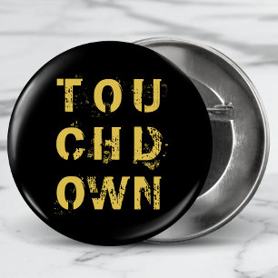 Badge Rond 7,6 Cm Typographie du football Golden Touchdown
