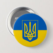 Badge Rond 7,6 Cm Ukraine Drapeau trident bleu jaune ukrainien (Devant & derrière)