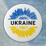Badge Rond 7,6 Cm Ukraine Sunflower Soutien Solidarité Ukraine<br><div class="desc">Tournesol ukrainien couleur drapeau ukrainien bleu et jaune / or pour montrer le soutien à la paix et la liberté ukrainiennes. DROIT D'AUTEUR © 2021 Judy Burrows,  Black Dog Art - Tous droits réservés. Ukraine Sunflower Soutien Solidarité Bouton ukrainien</div>
