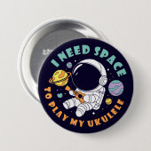 Badge Rond 7,6 Cm Un astronaute joue à Ukulele dans l'espace (Devant & derrière)