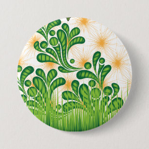 Badge Rond 7,6 Cm Un motif artistique vert et or représentant un arb