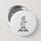 Badge Rond 7,6 Cm Unicorn at Chess (Devant & derrière)