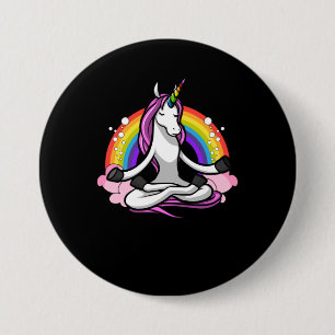 Badge Rond 7,6 Cm Unicorn Buddha Yoga