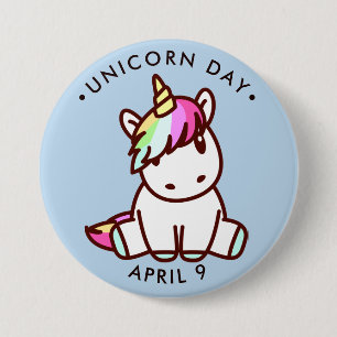 Badge Rond 7,6 Cm Unicorn Day, mignon kawaii licorn