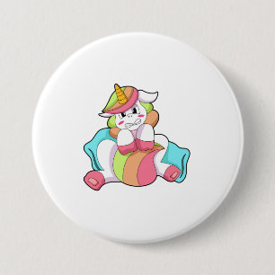 Badge Rond 7,6 Cm Unicorn shy with Pillow