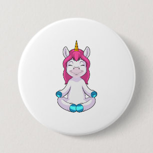 Badge Rond 7,6 Cm Unicorne à Meditate en position assise