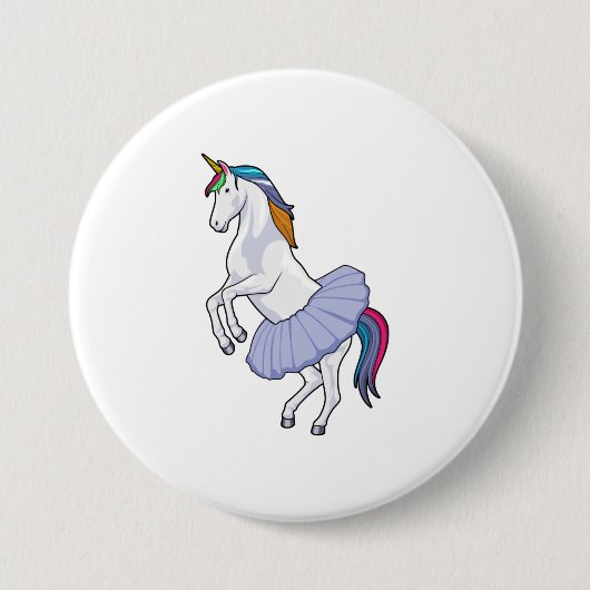 Badge Rond 7,6 Cm Unicorne au Ballet avec jupe (Devant)
