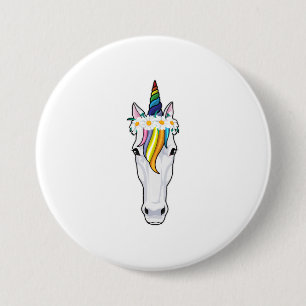 Badge Rond 7,6 Cm Unicorne aux fleurs