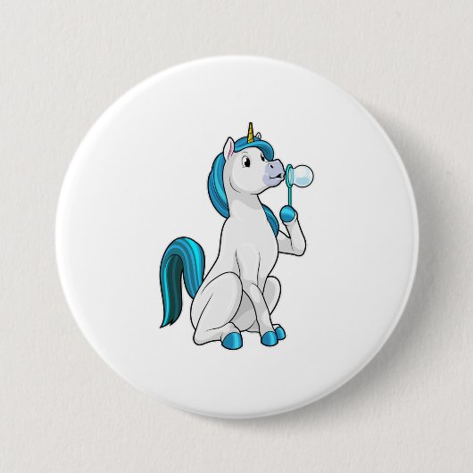 Badge Rond 7,6 Cm Unicorne avec bulles de savon (Devant)