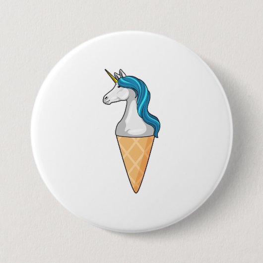 Badge Rond 7,6 Cm Unicorne avec crème glacée gaufre (Devant)