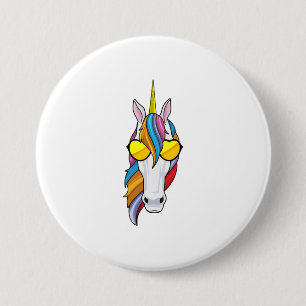 Badge Rond 7,6 Cm Unicorne avec lunettes de soleil