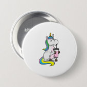Badge Rond 7,6 Cm Unicorne avec thé bulle (Devant & derrière)
