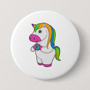 Badge Rond 7,6 Cm Unicorne Donut