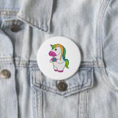 Badge Rond 7,6 Cm Unicorne Donut (En situation)
