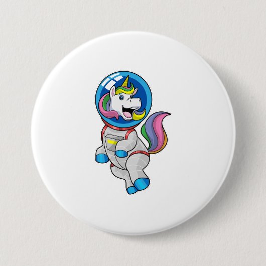Badge Rond 7,6 Cm Unicorne en tant qu'astronaute dans l'espace (Devant)
