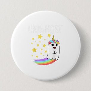 Badge Rond 7,6 Cm Unighost Halloween Party Magique Rainbow Uni