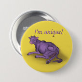 Badge Rond 7,6 Cm Unique ! vache pourpre (Devant & derrière)
