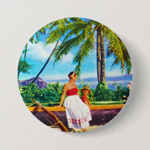 Badge Rond 7,6 Cm Vacances hawaïennes vintages