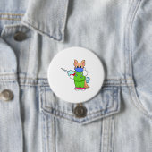 Badge Rond 7,6 Cm Vaccination au chat avec seringue (En situation)