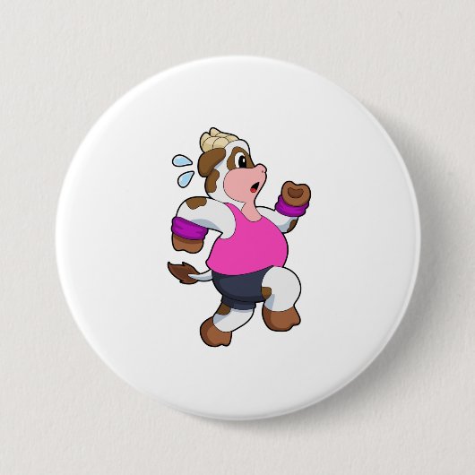 Badge Rond 7,6 Cm Vache à la course (Devant)