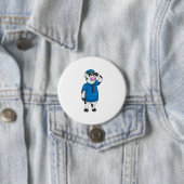 Badge Rond 7,6 Cm Vache comme agent de police avec casquette de poli (En situation)