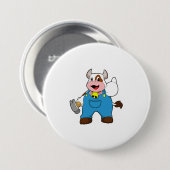 Badge Rond 7,6 Cm Vache comme artisan avec marteau (Devant & derrière)