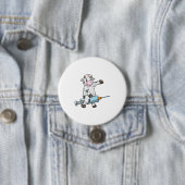 Badge Rond 7,6 Cm Vache comme infirmière avec coeur et seringue (En situation)
