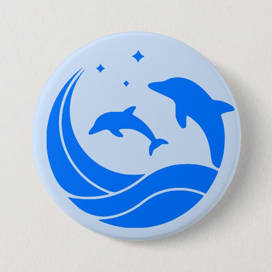 Badge Rond 7,6 Cm Vagues de saut de dauphins (Devant)