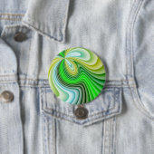 Badge Rond 7,6 Cm Vagues jaunes et vertes (En situation)