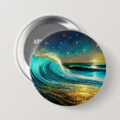 Badge Rond 7,6 Cm Vagues océaniques clignantes (Devant & derrière)
