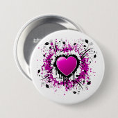 Badge Rond 7,6 Cm Valentine Purple Heart (Devant & derrière)