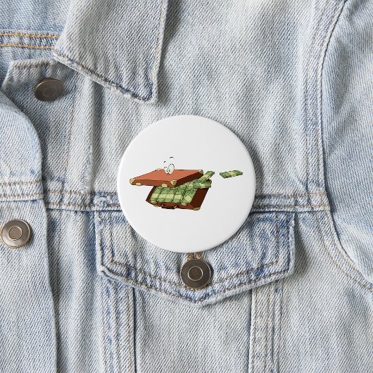 Badge Rond 7,6 Cm Valise caricature pleine d'argent en espèces