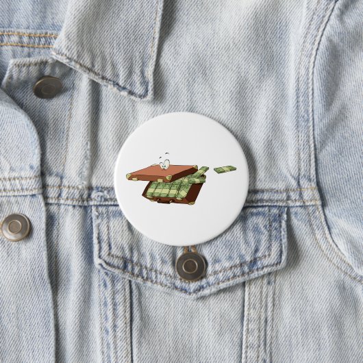 Badge Rond 7,6 Cm Valise caricature pleine d'argent en espèces (En situation)
