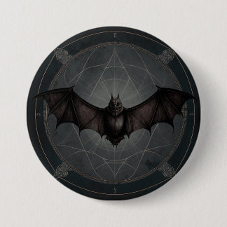 Badge Rond 7,6 Cm Vampire Bat Gothic Dark, Ai Généré Design