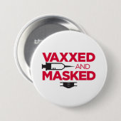BADGE ROND 7,6 CM VAX & MASK ME ! (Devant & derrière)
