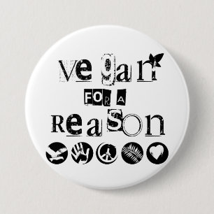 Badge Rond 7,6 Cm Végétalien pour un insigne de raison
