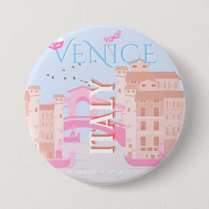 Badge Rond 7,6 Cm Venice Travel Art, Italie, Travel Art