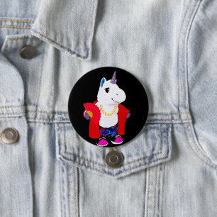 Badge Rond 7,6 Cm Ventilateur d'ombre de la chaîne d'or Unicorne