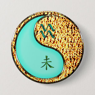 Badge Rond 7,6 Cm Verseau & Chèvre de Feu
