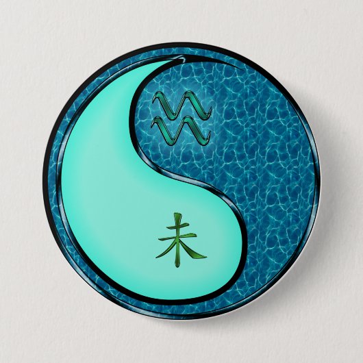 Badge Rond 7,6 Cm Verseau & Chèvre d'eau (Devant)