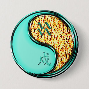 Badge Rond 7,6 Cm Verseau & Chien de Feu