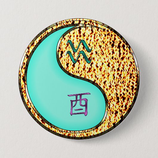 Badge Rond 7,6 Cm Verseau & Coq de feu (Devant)