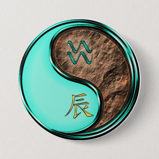 Badge Rond 7,6 Cm Verseau & Dragon de Terre (Devant)