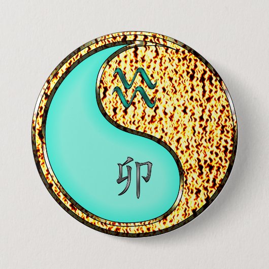 Badge Rond 7,6 Cm Verseau & Lapin de Feu (Devant)
